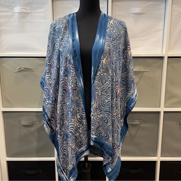 Soft Surroundings Blue Swirl Print Kimono Cardigan PS/PM - Picture 2 of 9
